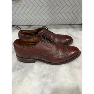 Allen Edmonds McAllister 9D Brown Pebble Leather Wingtip Oxford Dress Shoes